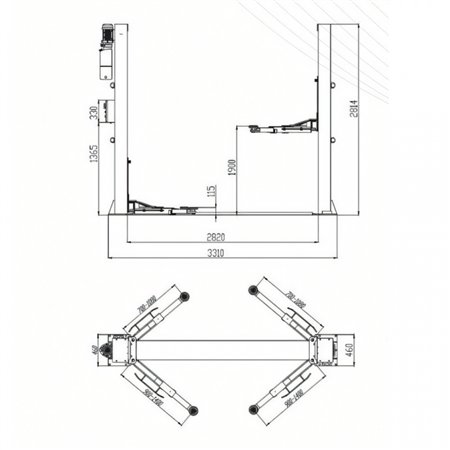 Aflatek 4000FE Electric 2-Post Car Lift 4000kg 220V