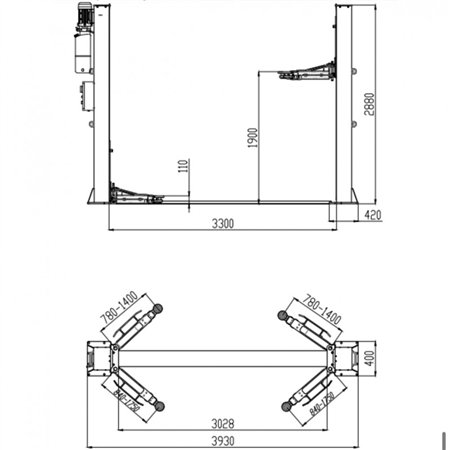 AFLATEK 5000FE Automatic Big Size 2-Post Lift 5000kg 400V